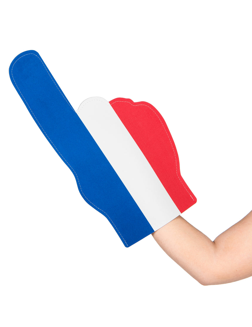 Main mousse bleu blanc rouge