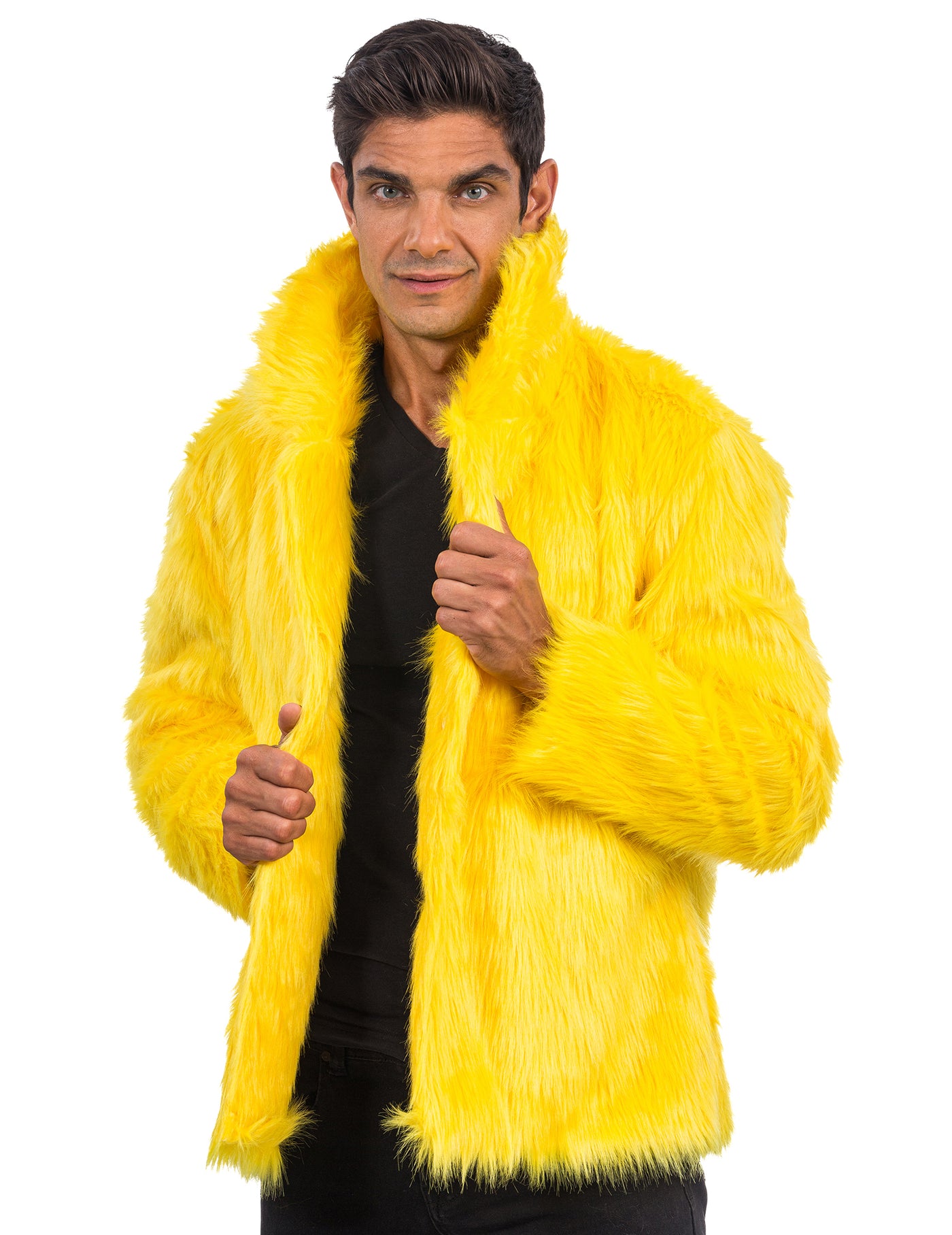 Manteau en fausse fourrure jaune adulte