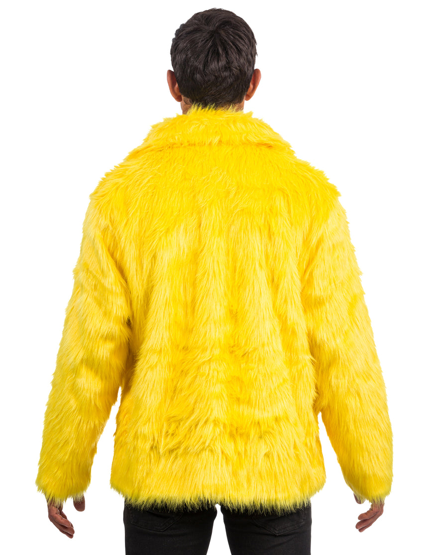 Manteau en fausse fourrure jaune adulte