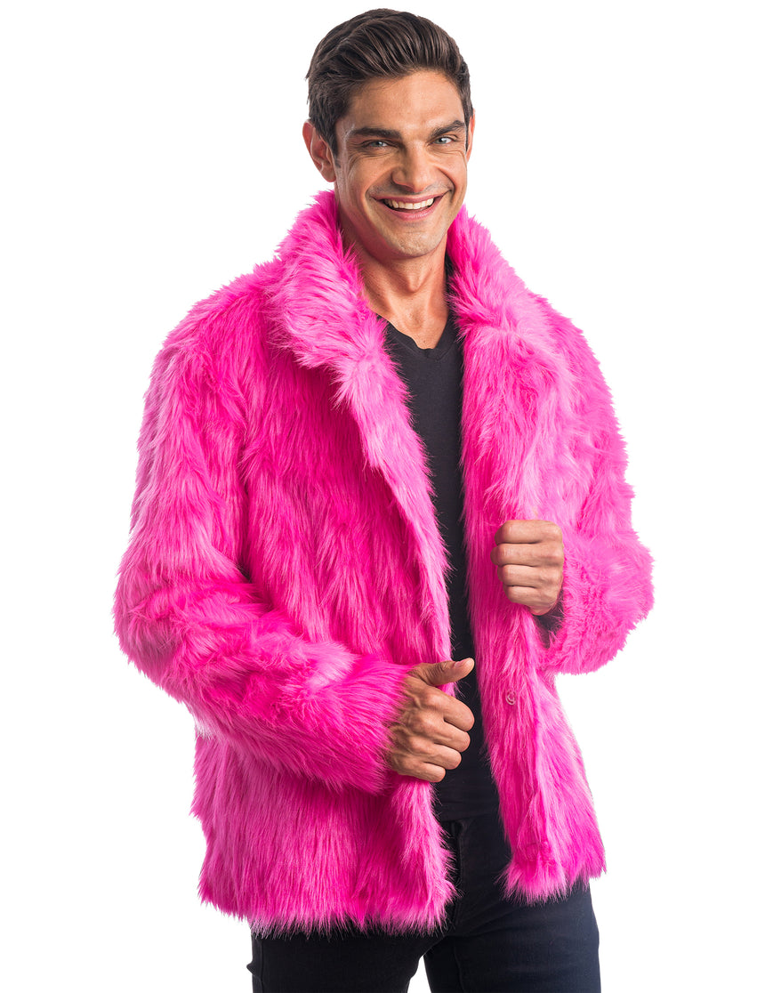 Manteau en fausse fourrure rose adulte
