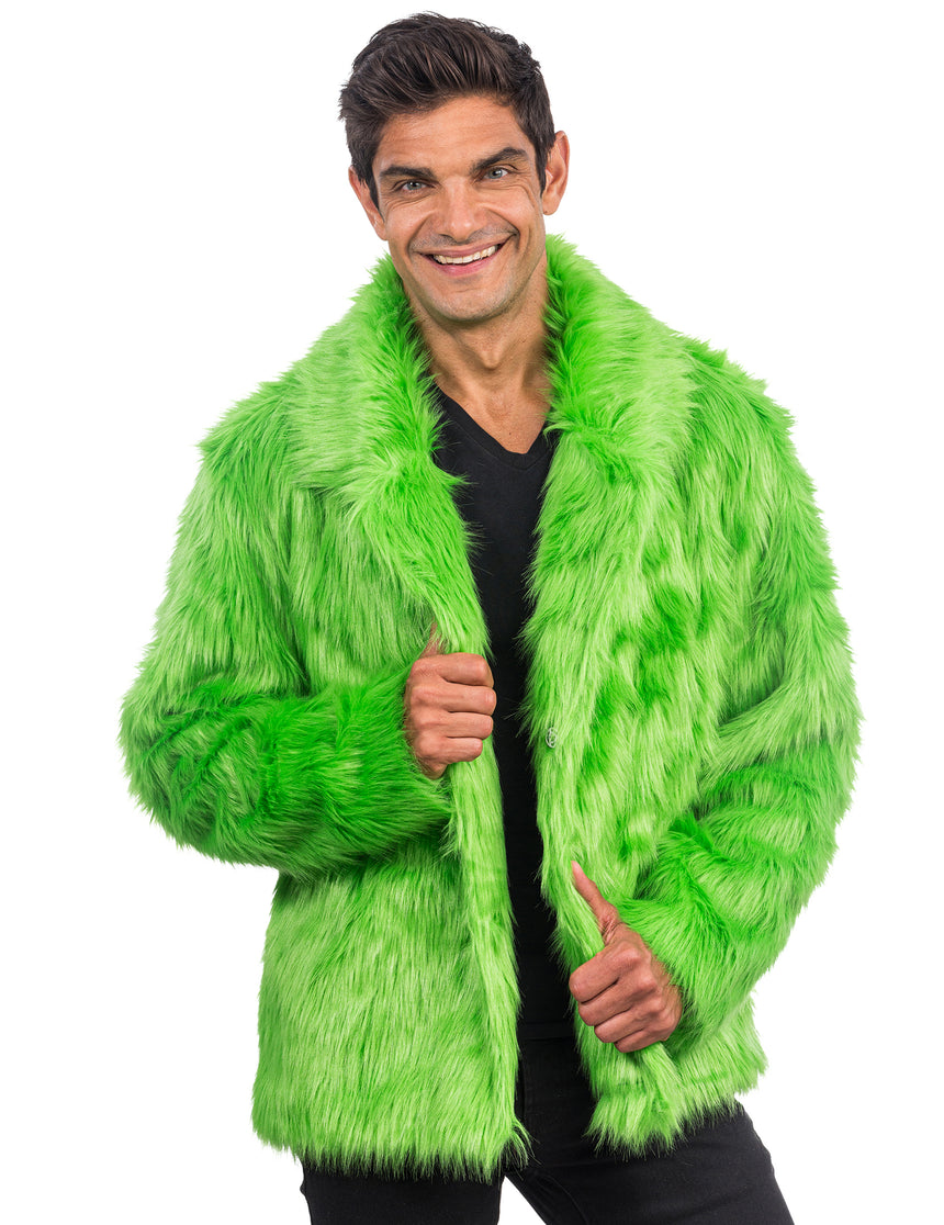 Manteau en fausse fourrure verte adulte
