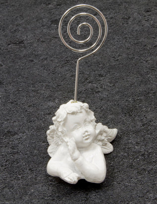 Marque place ange blanc 9 x 5 cm en résine