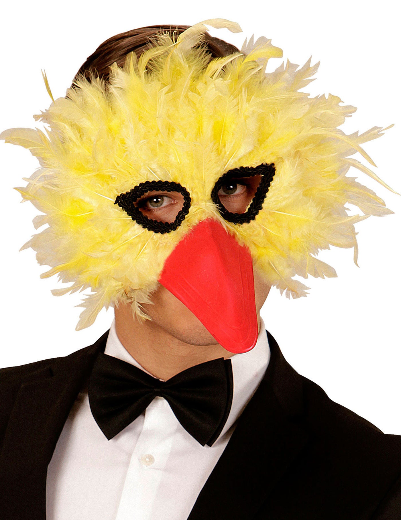 Masque à plumes oiseau jaune adulte
