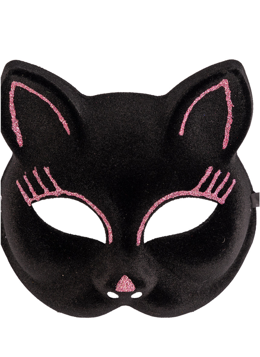 Masque chat avec paillettes roses adulte