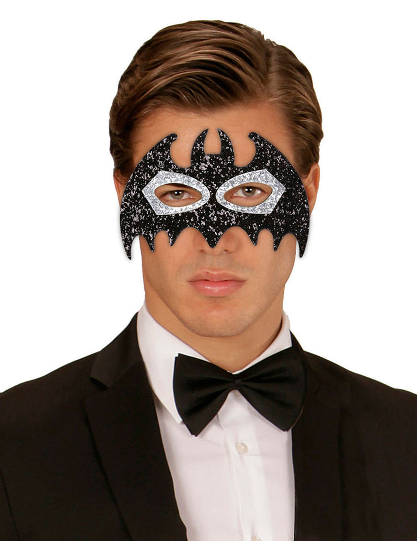 Masque chauve souris brillant noir et gris adulte