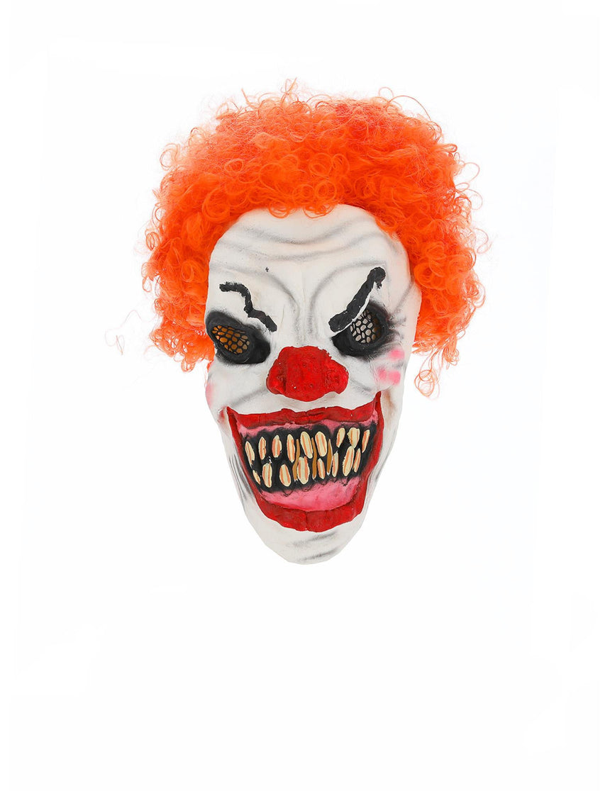 Masque clown cheveux rouges terrifiant adulte Halloween