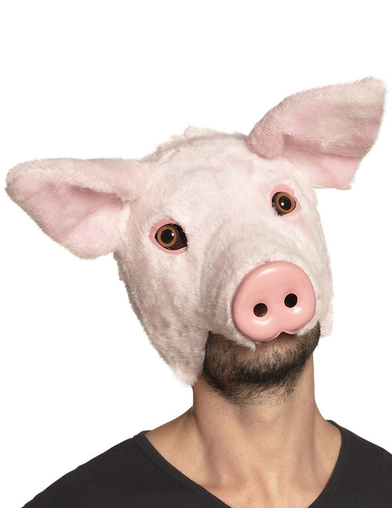 Masque cochon peluche adulte