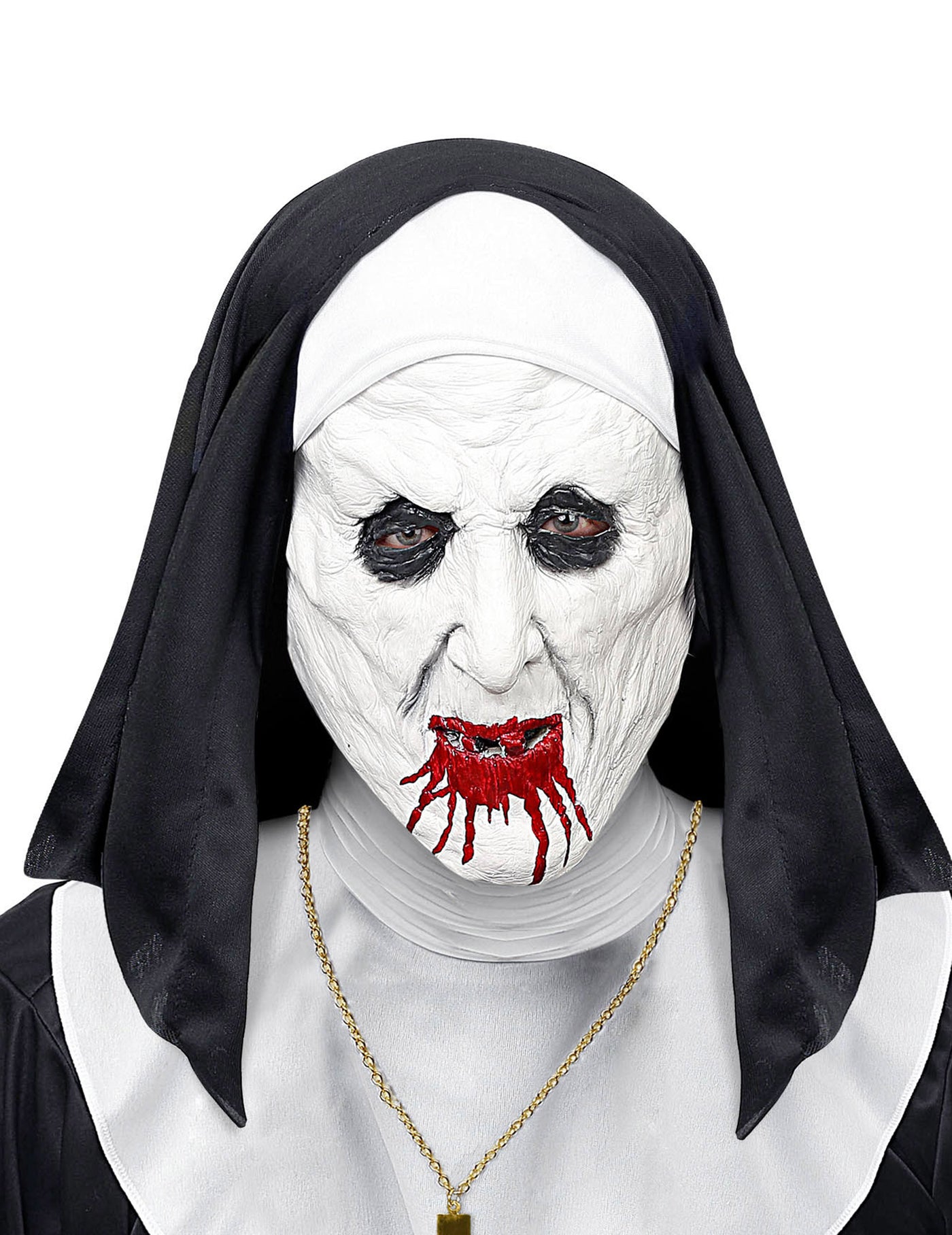 Masque demi-tête nonne horrible avec coiffe adulte