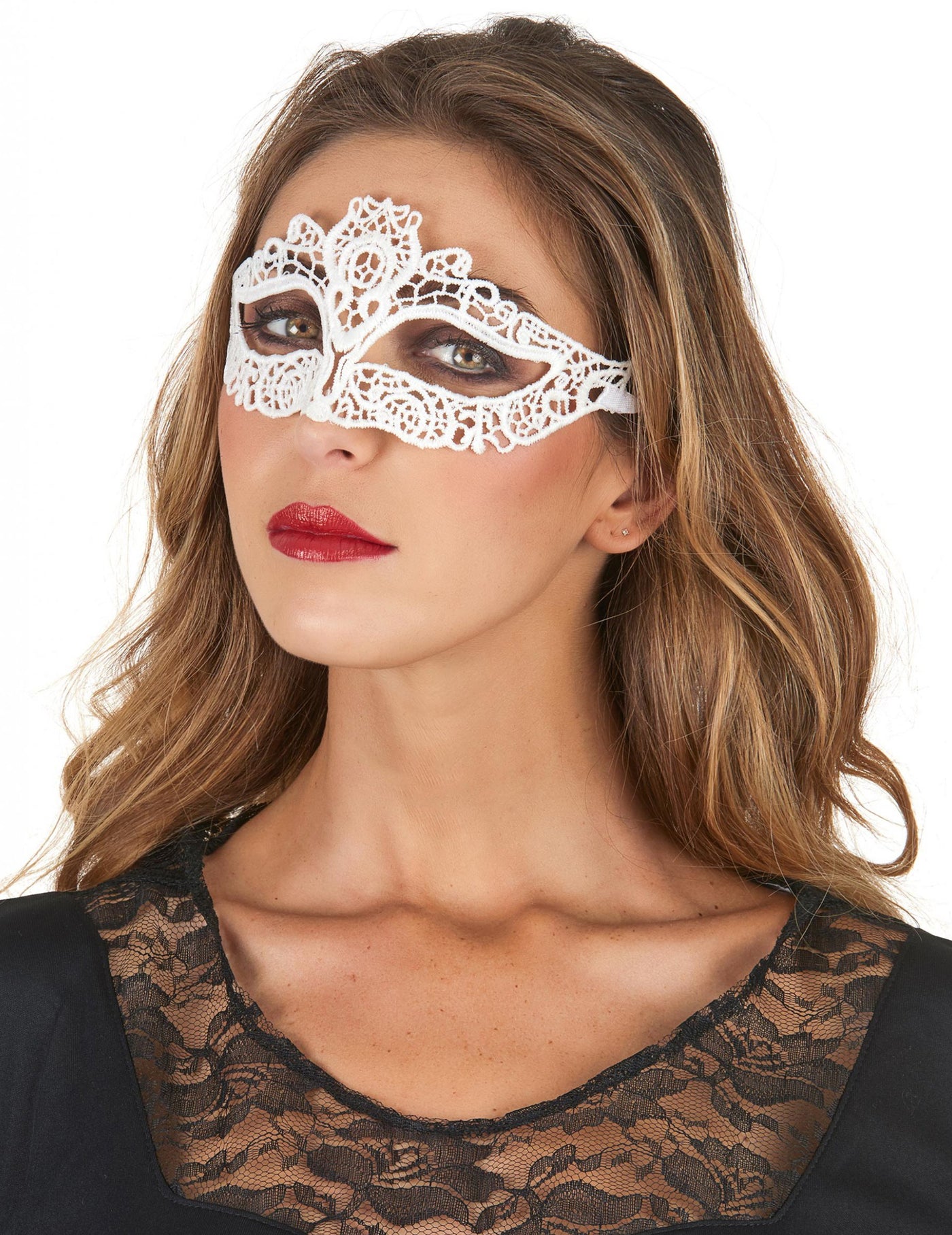 Masque dentellé blanc femme
