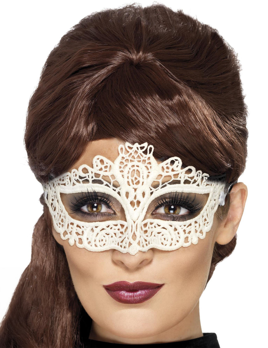 Masque dentellé blanc femme