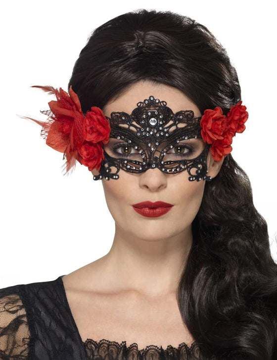 Masque dentelle noire Dia de los Muertos adulte