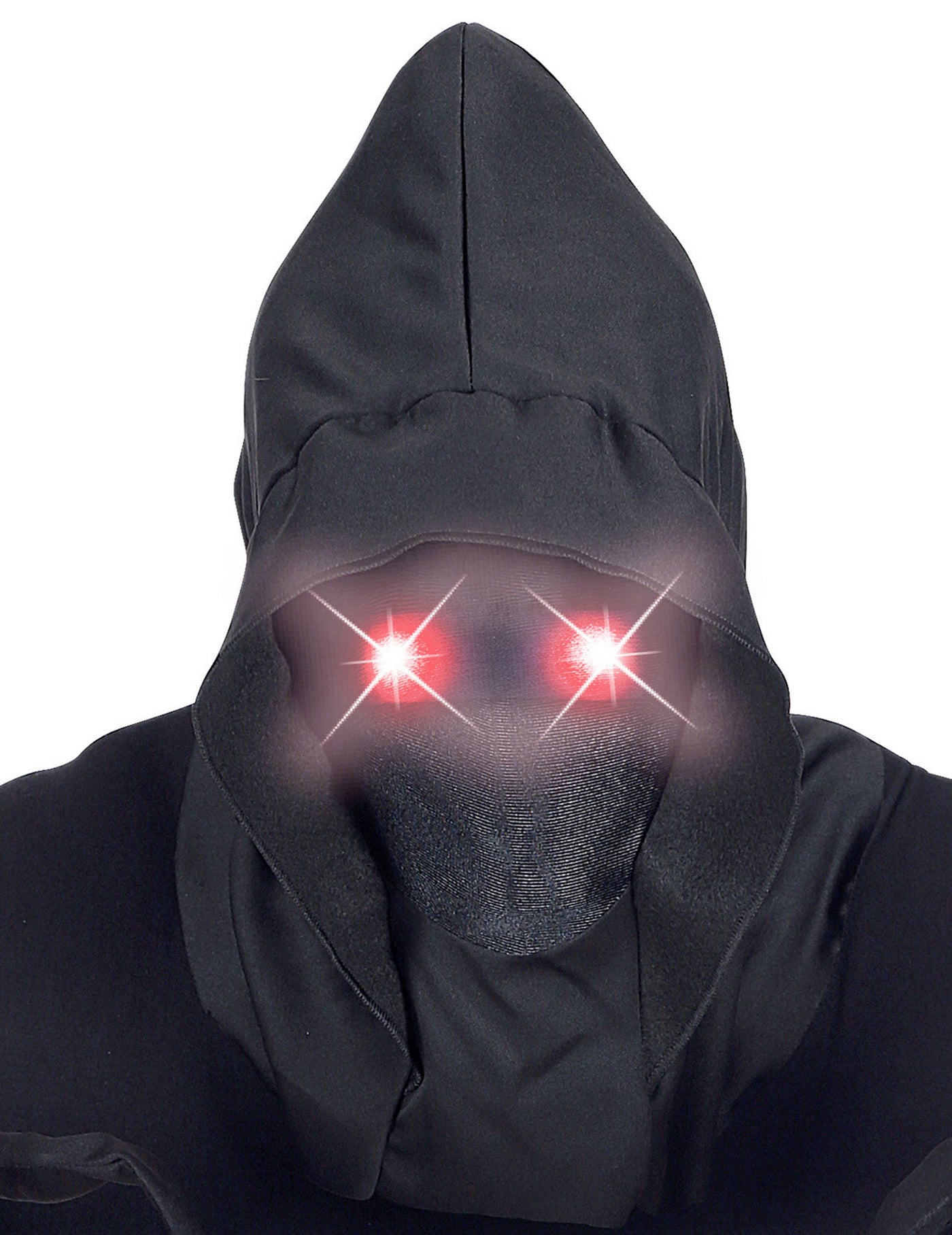 Masque intégral à capuche visage invisible et yeux lumineux rouge adulte