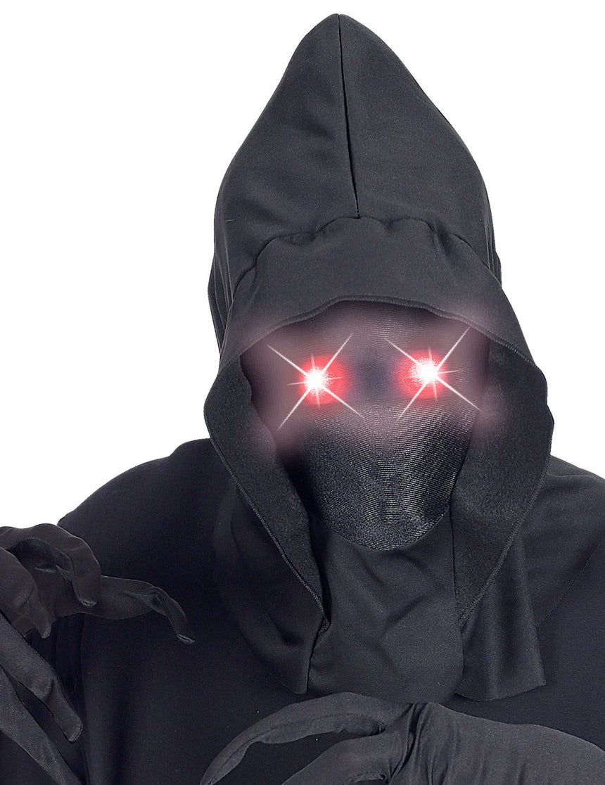 Masque intégral à capuche visage invisible et yeux lumineux rouge adulte
