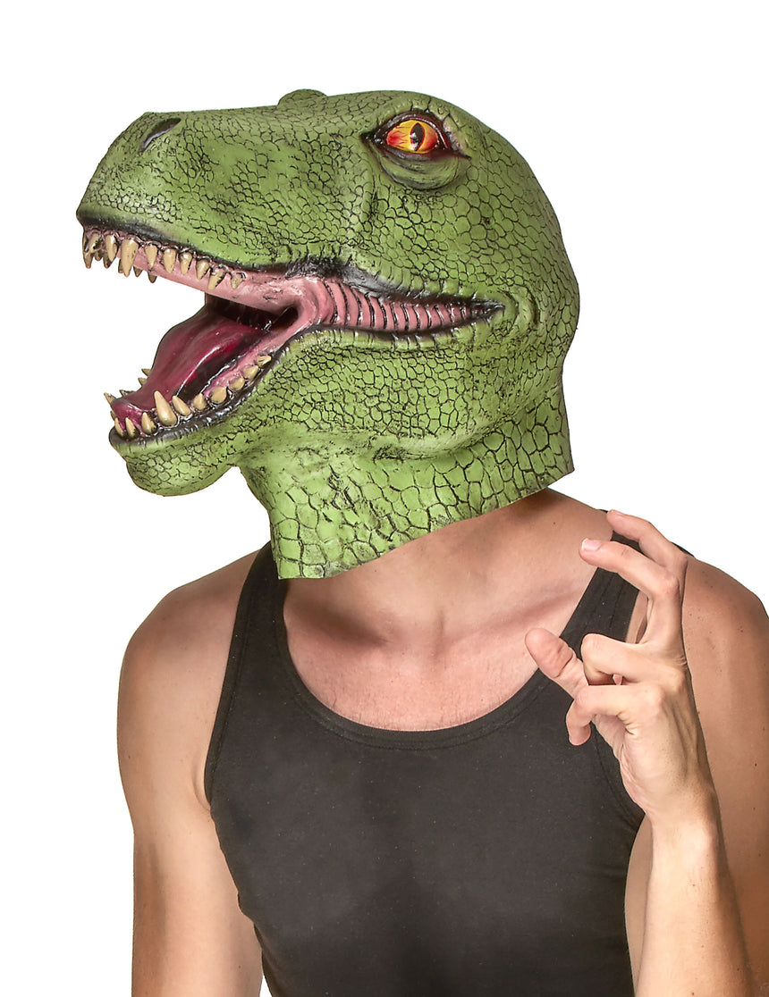 Masque latex dinosaure vert adulte