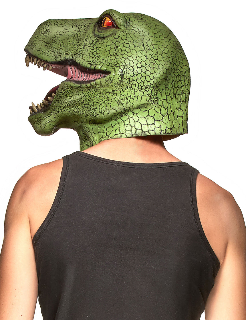 Masque latex dinosaure vert adulte