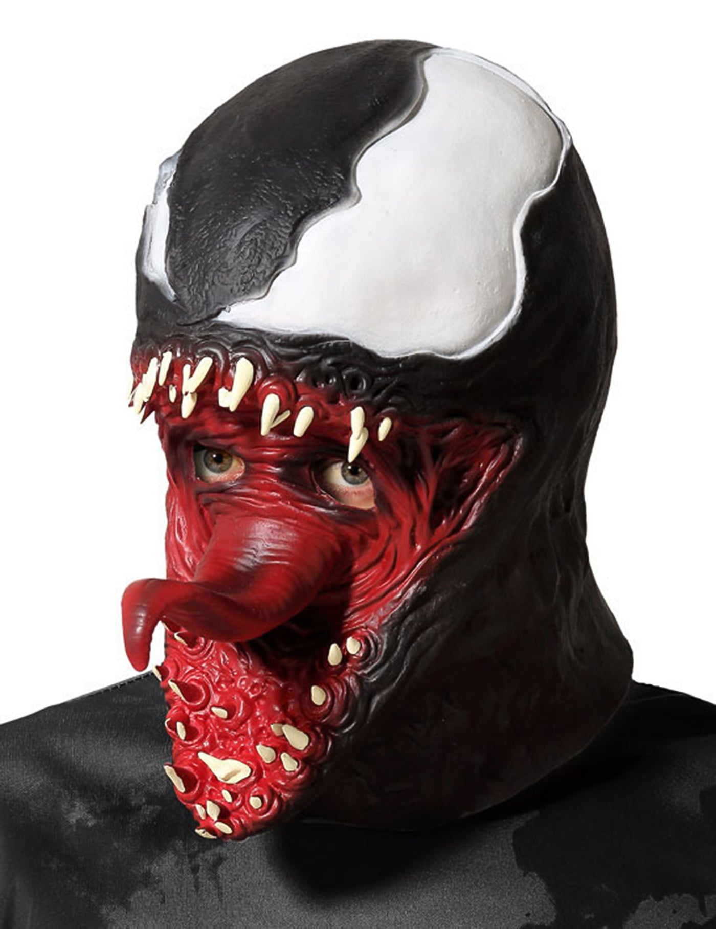 Masque latex symbiote noir et blanc adulte