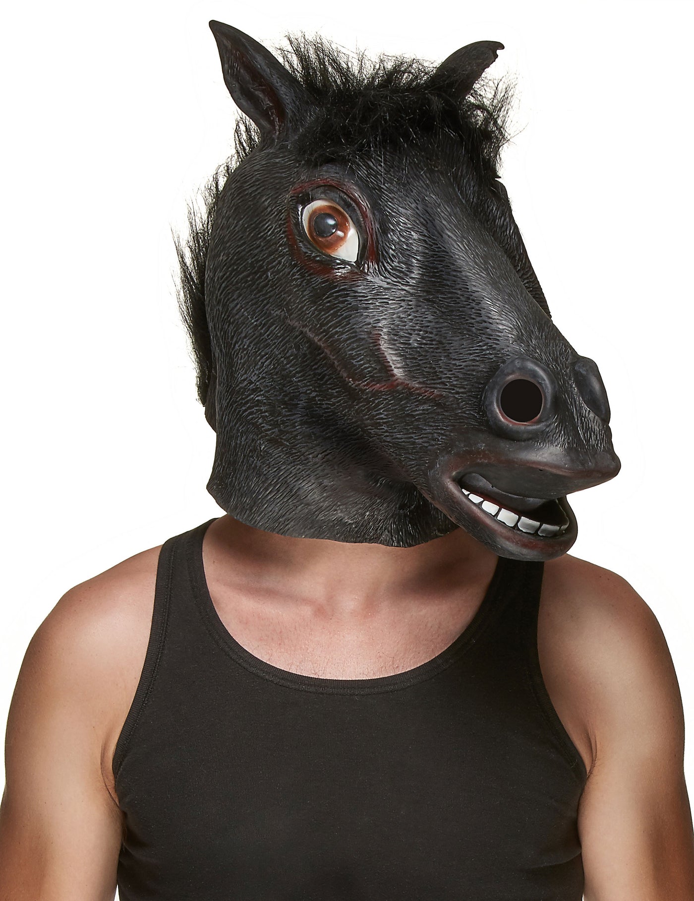 Masque latex tête de cheval noir adulte
