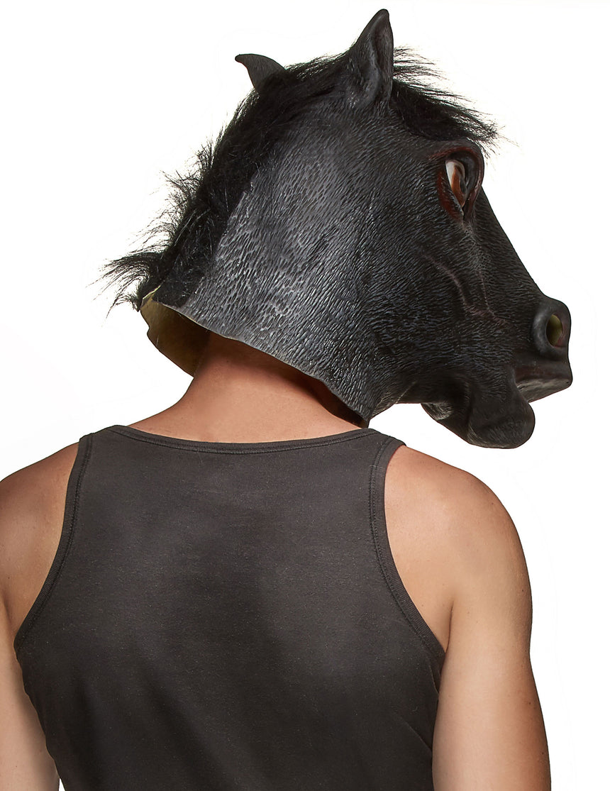Masque latex tête de cheval noir adulte