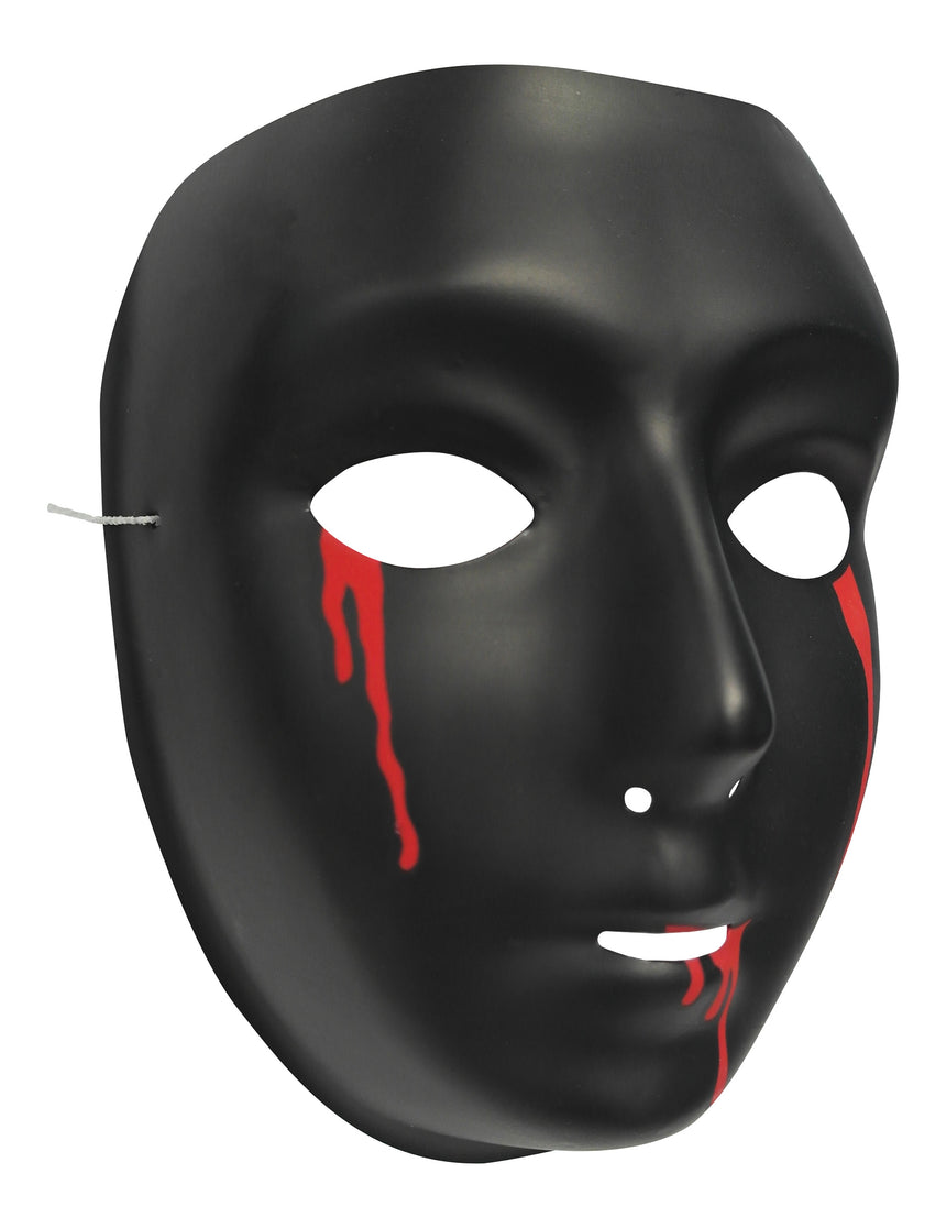 Masque noir avec larmes de sang femme Halloween