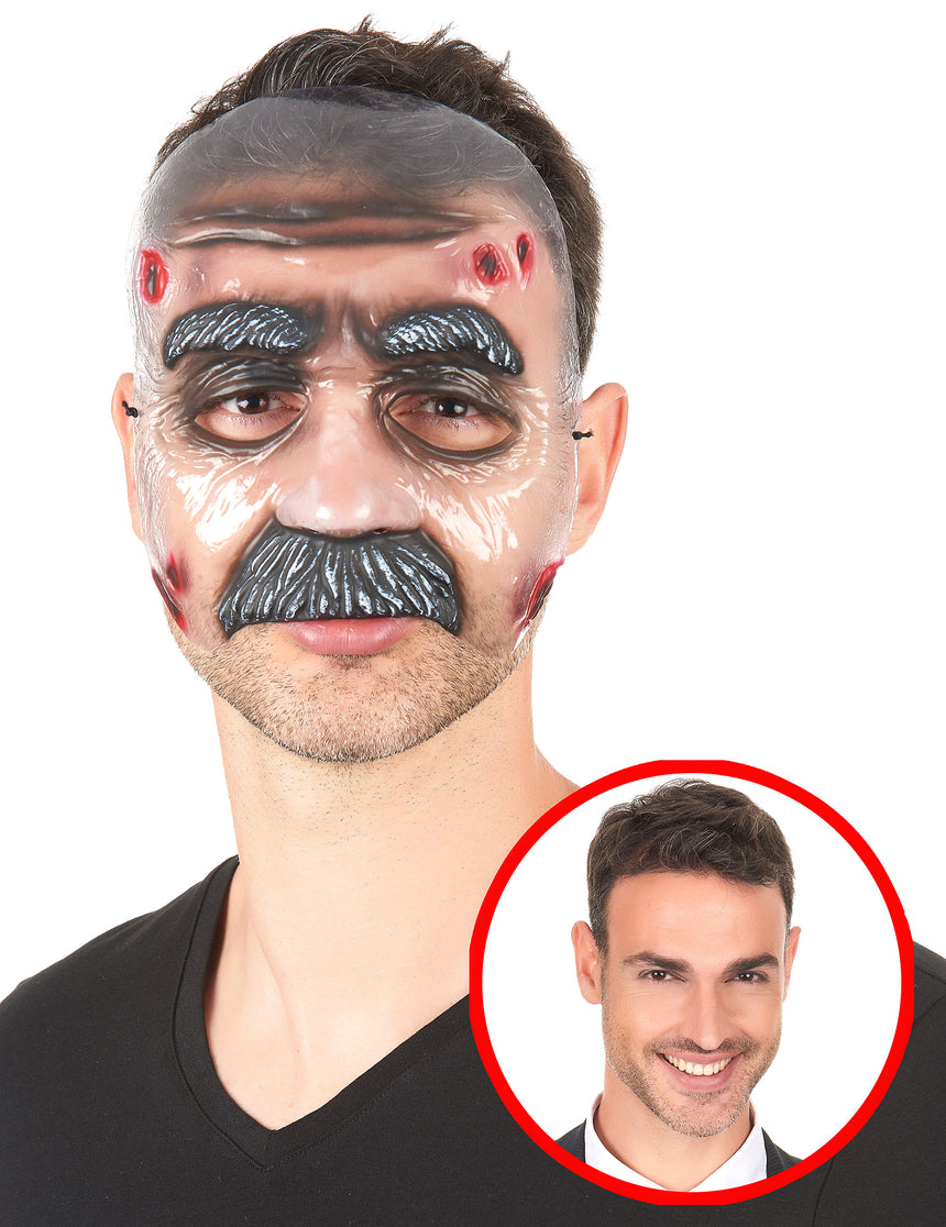 Masque transparent homme moustachu adulte