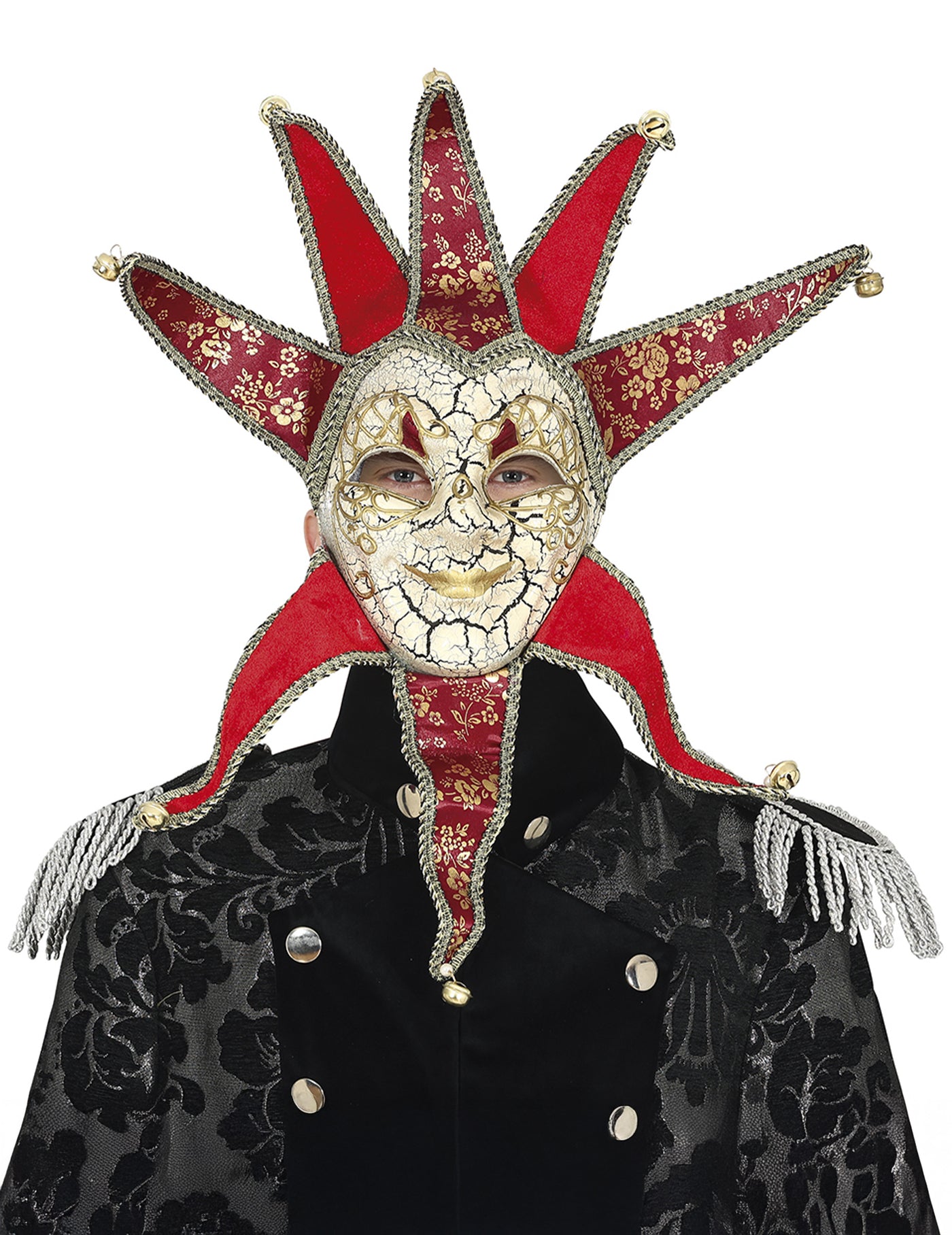 Masque vénitien homme rouge et or