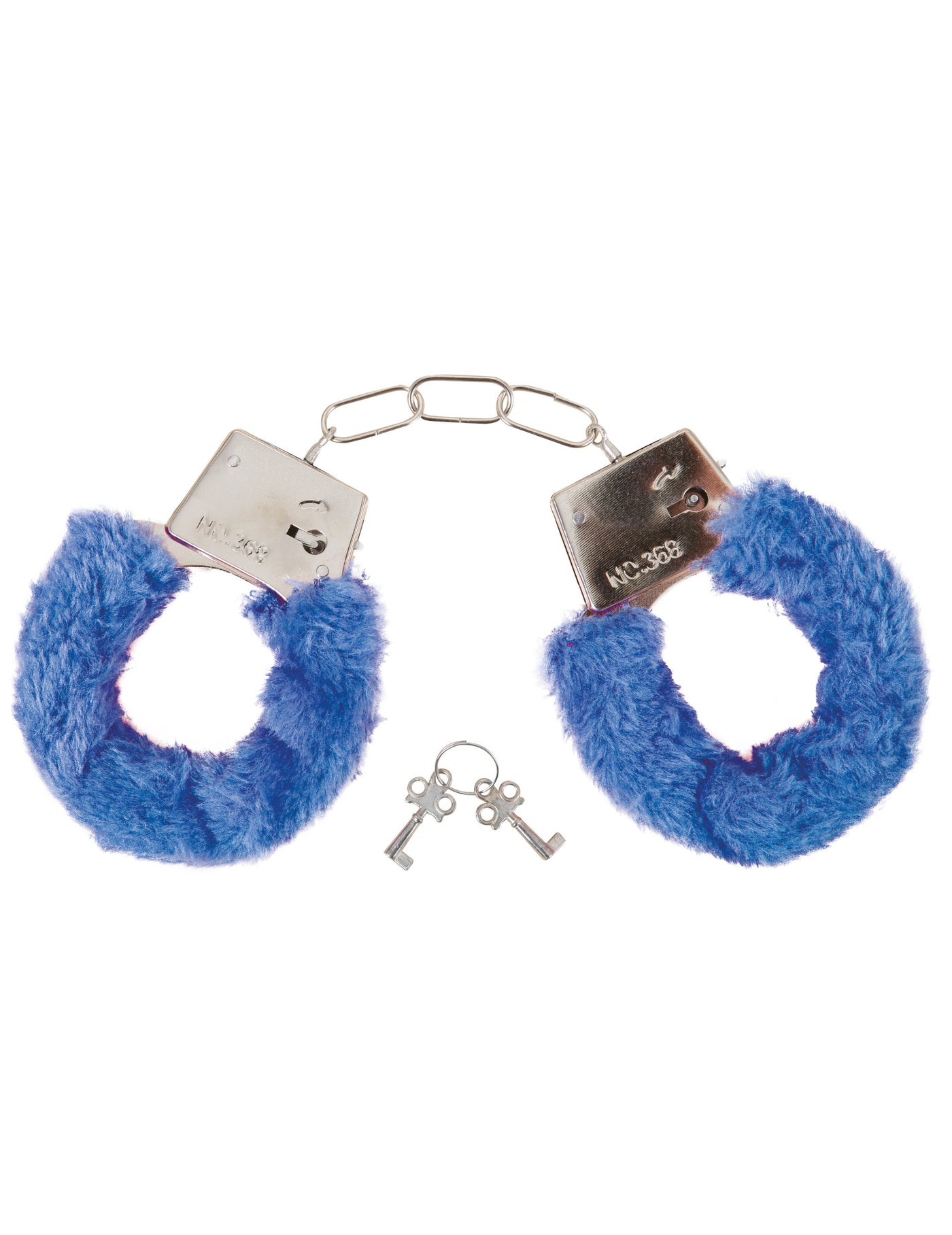 Menottes en fourrure bleue adulte