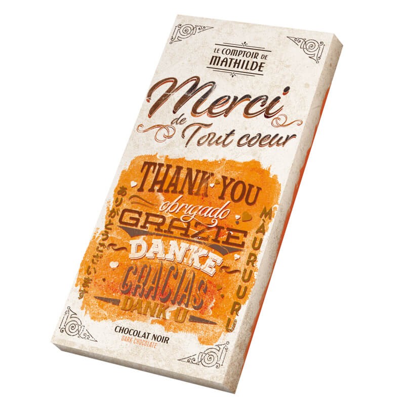 "Merci" - Tablette Chocolat Noir - 90g
