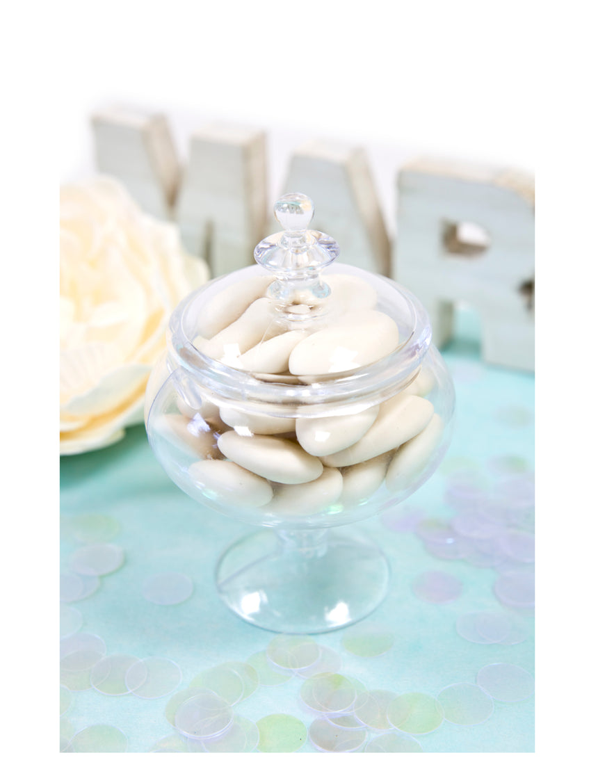 Mini bonbonnière en plastique 7 x 10 cm sur pied avec couvercle