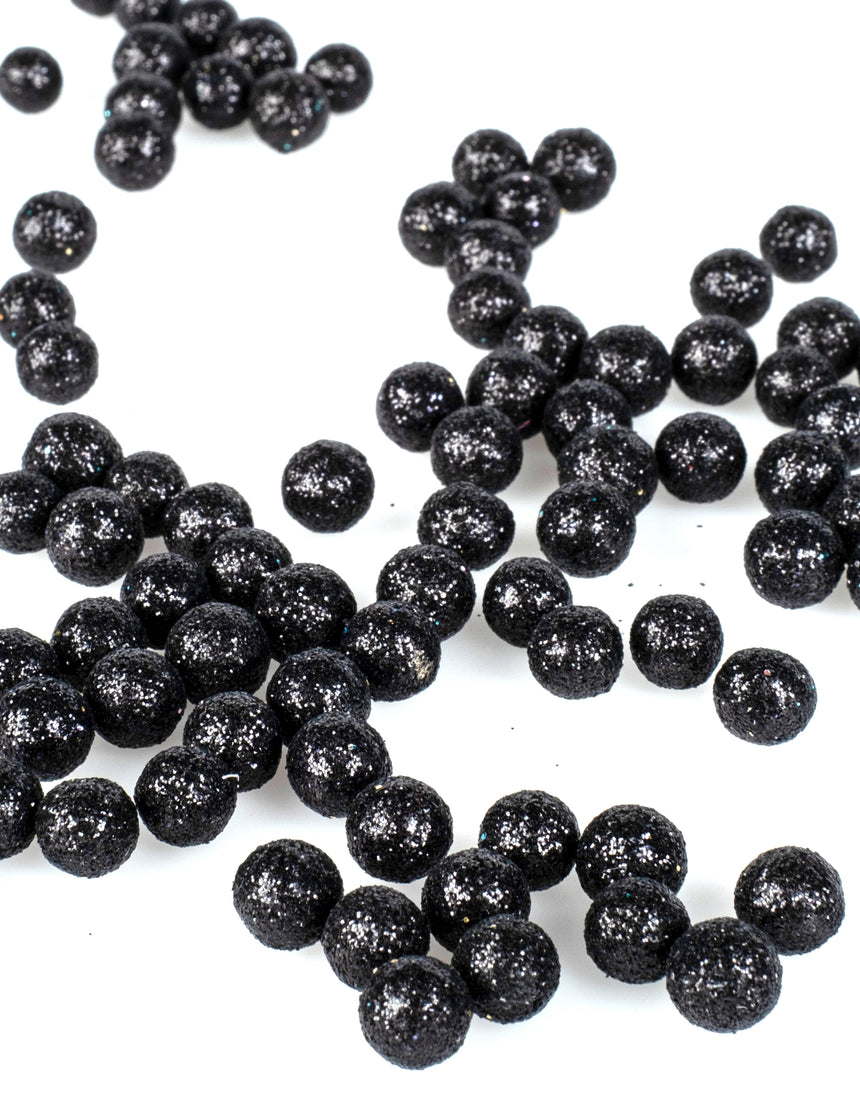 Mini boules pailletées noires 8 mm 10 gr, confettis de table chic
