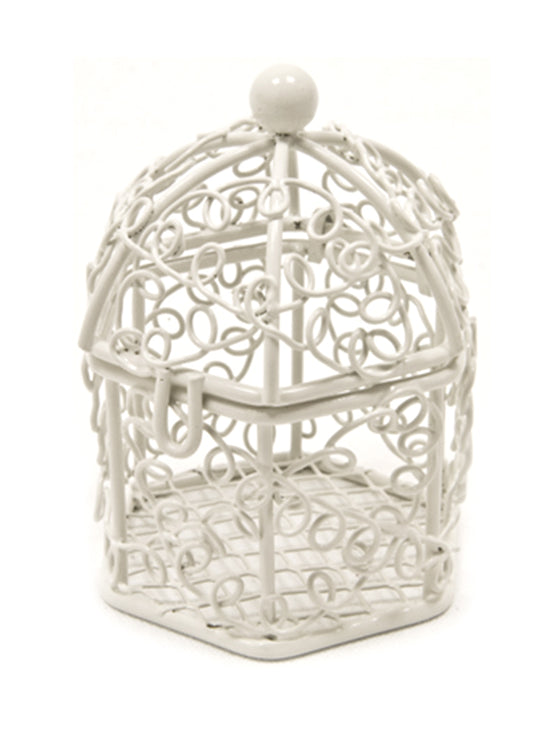 Mini cage à oiseaux en métal blanche 5,5 x 4,5 cm pour dragées