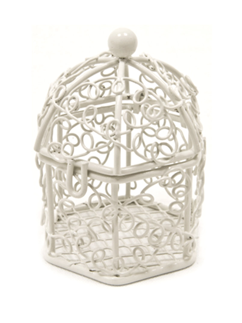 Mini cage à oiseaux en métal blanche 5,5 x 4,5 cm pour dragées