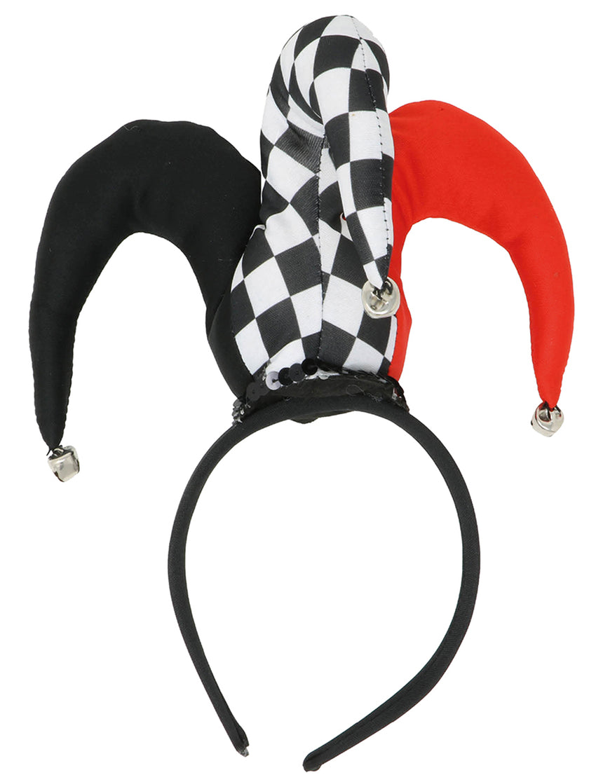 Mini chapeau bouffon rouge et noir adulte
