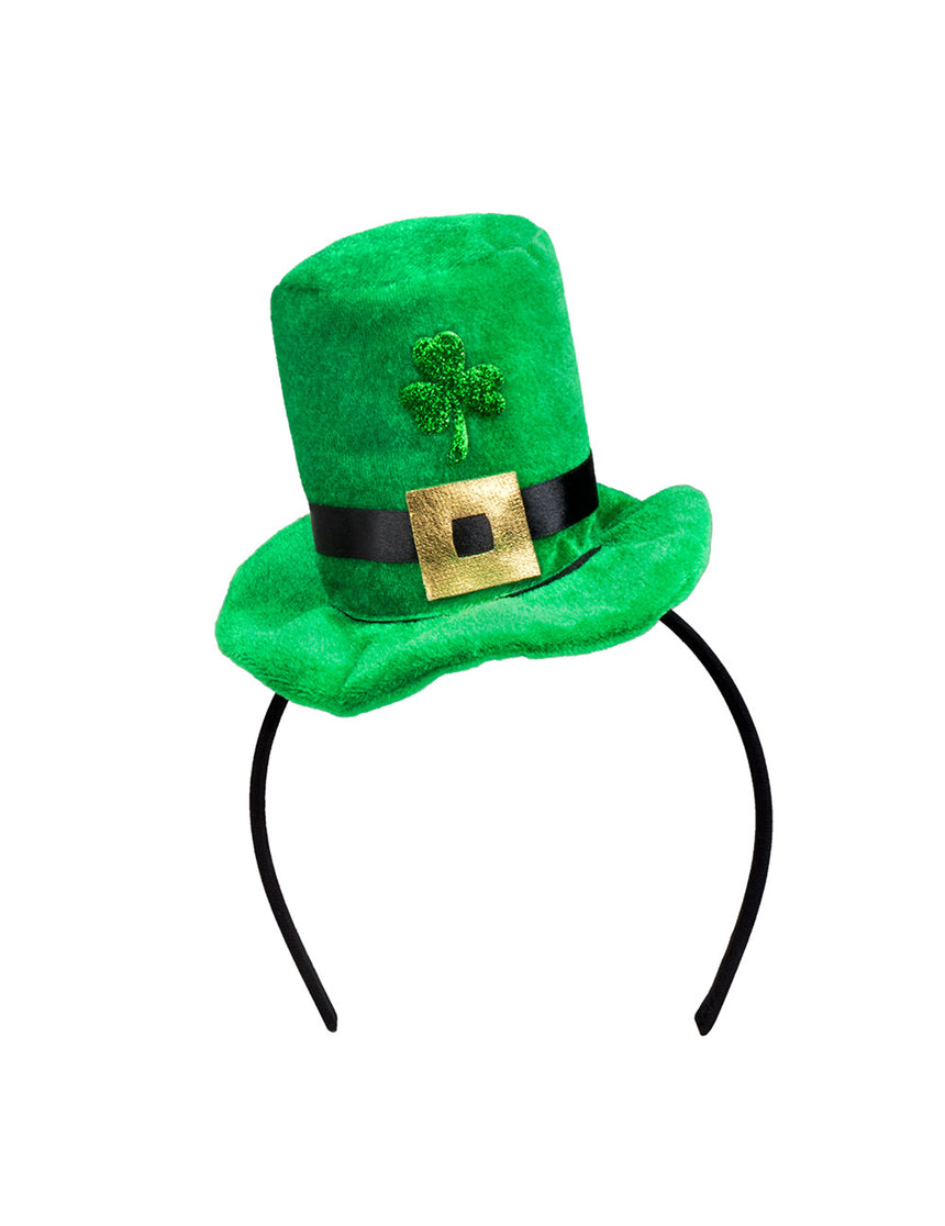 Mini chapeau haut de forme avec boucle dorée adulte Saint Patrick