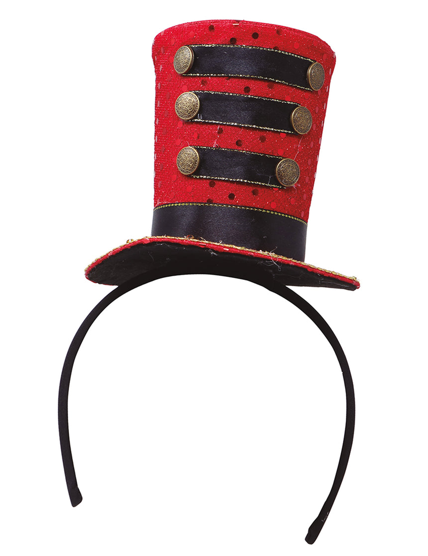 Mini chapeau haut de forme majorette rouge femme