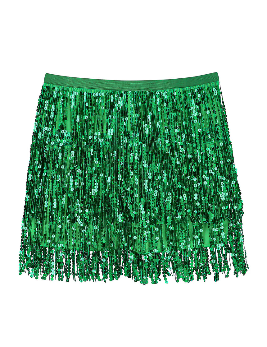 Minijupe à paillettes verte femme