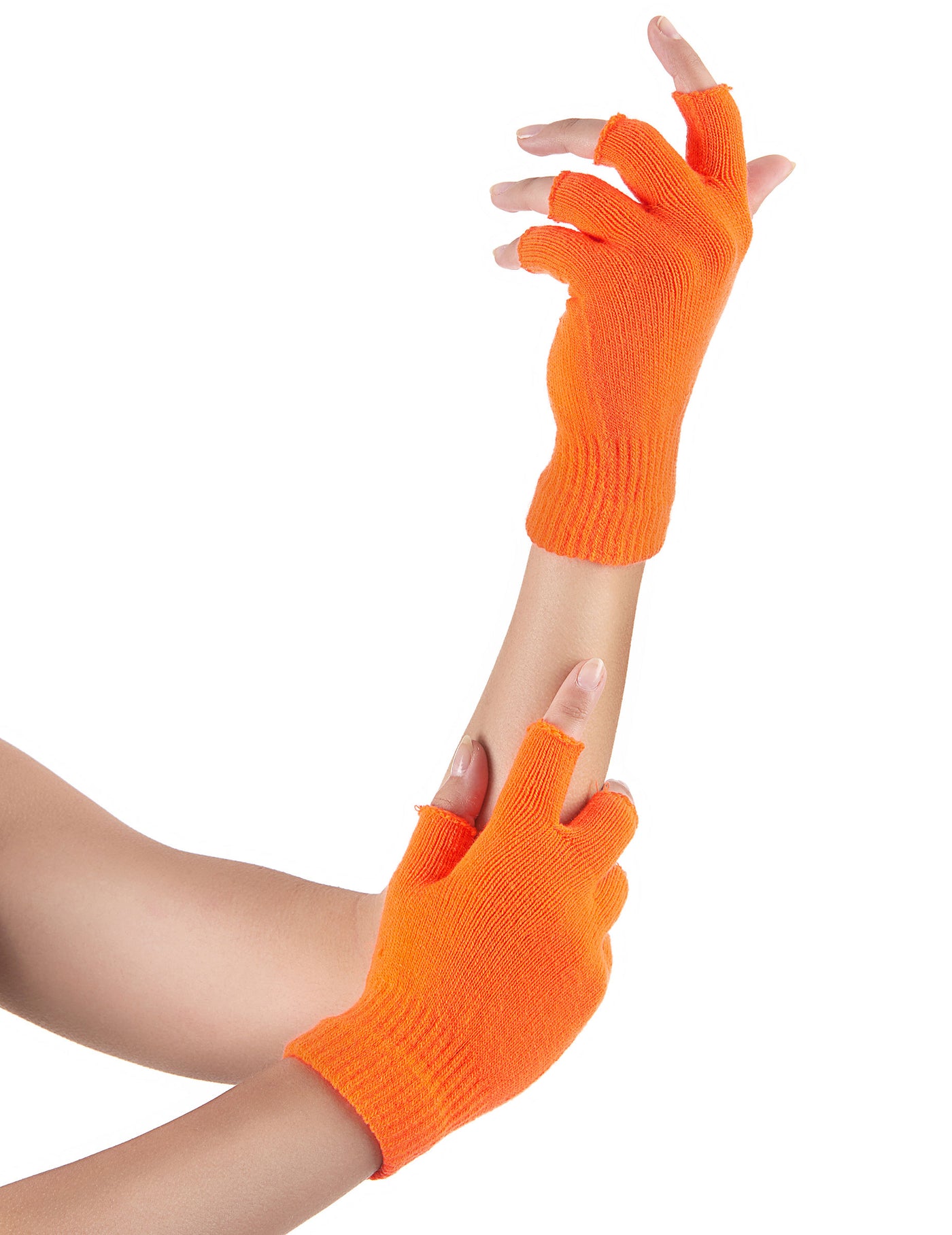 Mitaines courtes orange fluo adulte