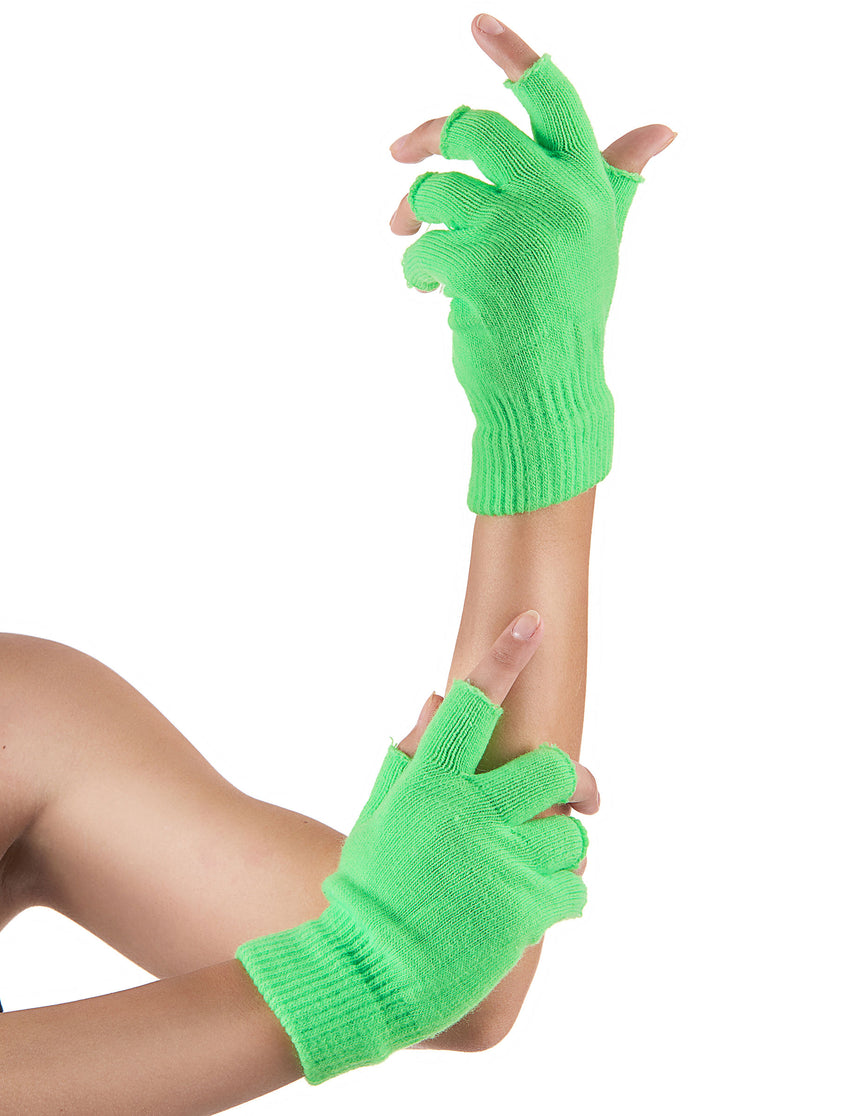Mitaines courtes vert fluo adulte