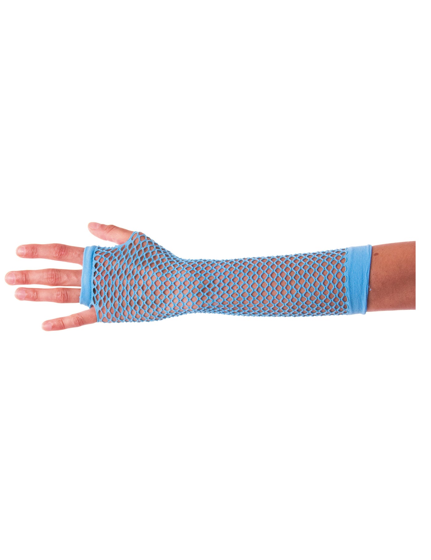 Mitaines longues bleues résille adulte