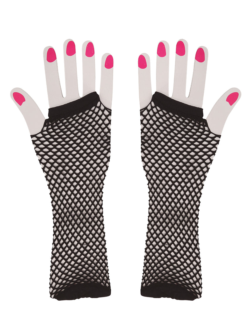 Mitaines longues résille noires femme