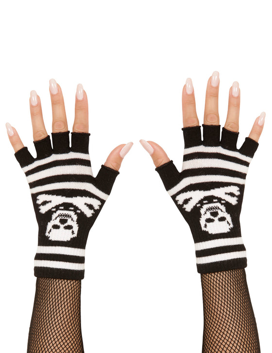 Mitaines tête de mort pirate adulte