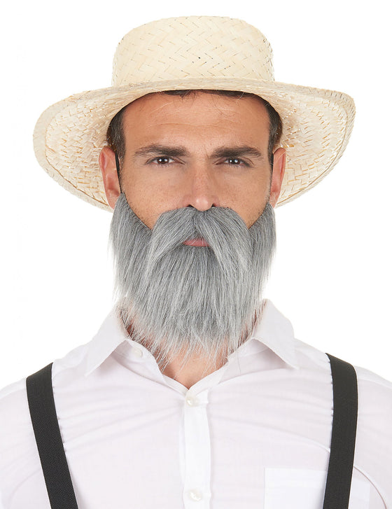 Moustache et barbe grises adulte