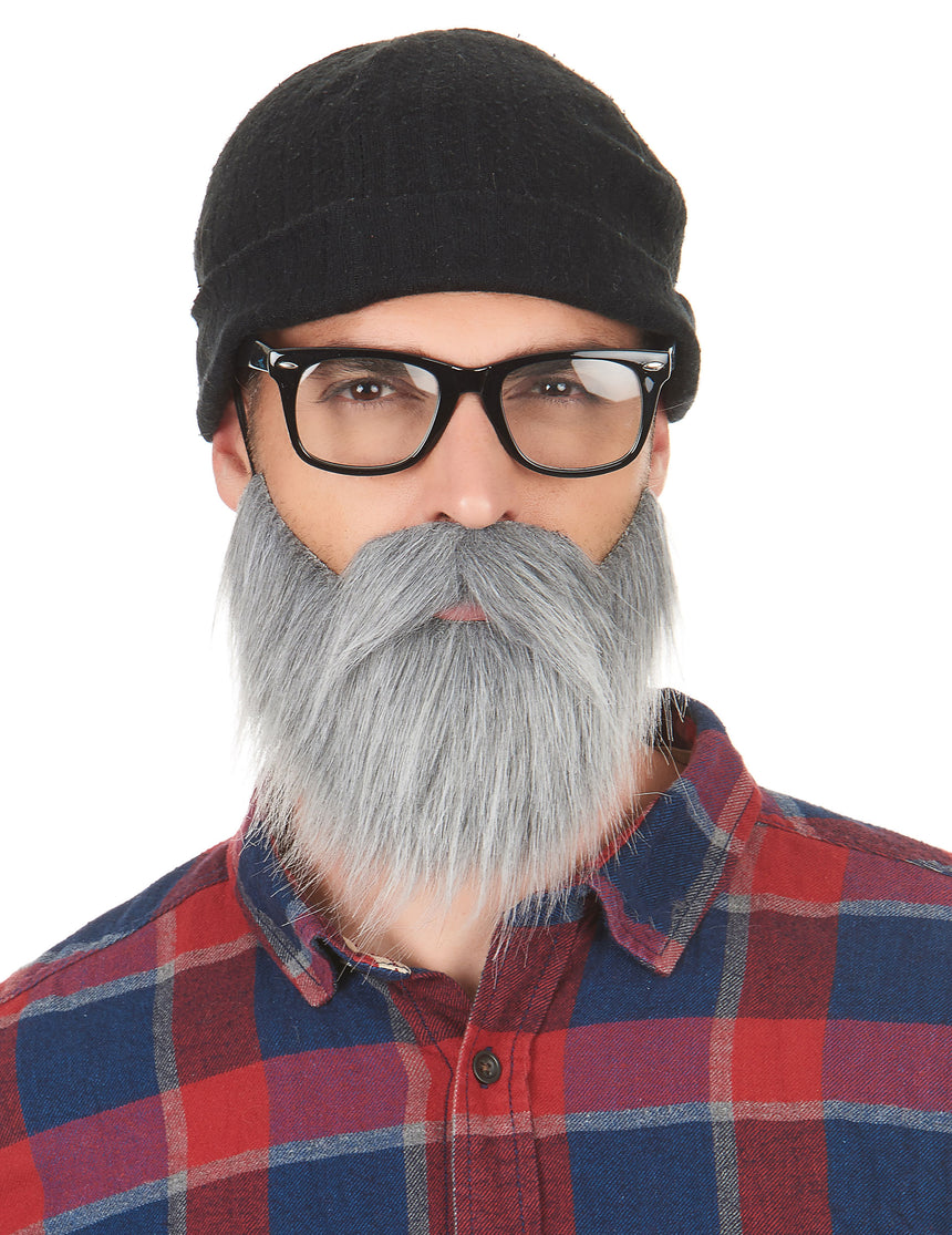Moustache et barbe grises adulte