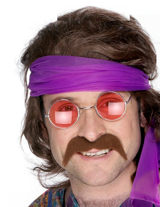 Moustache marron années 70 adulte