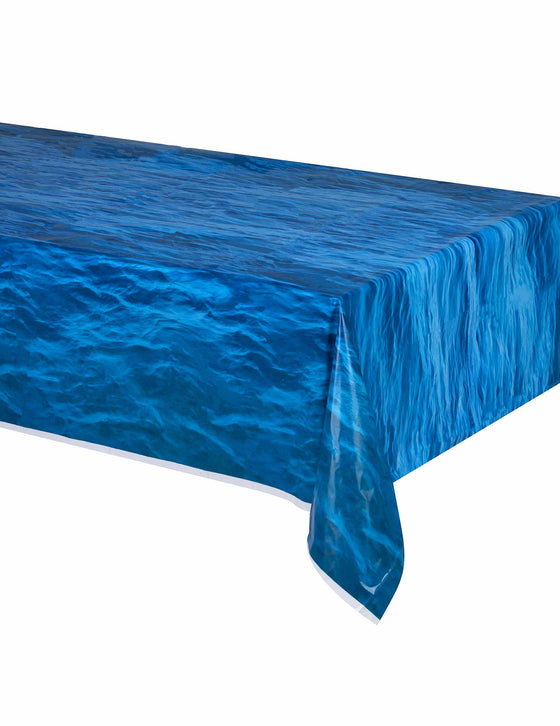 Nappe bleue en plastique vagues de l'océan 137 x 274 cm