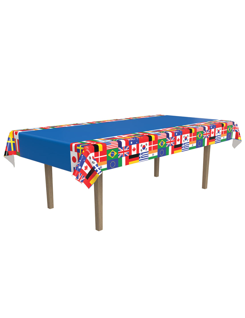 Nappe drapeaux pays du monde en plastique 137 x 274 cm
