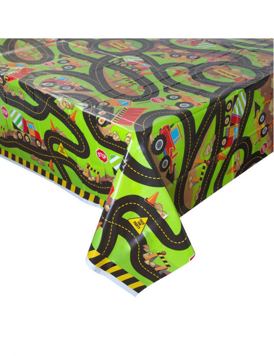Nappe en plastique chantier 137 x 213 cm pour anniversaire