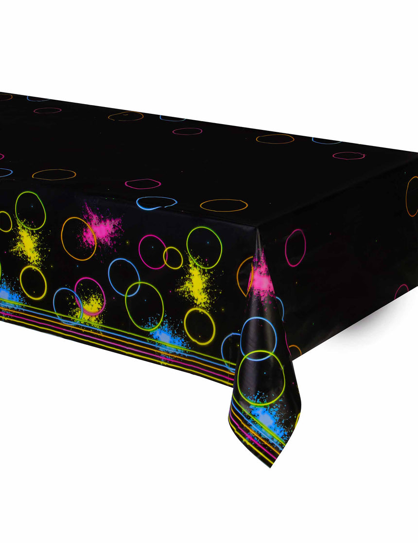 Nappe en plastique Glow Party noire 137 x 259 cm