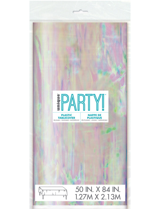 Nappe en plastique iridescente 127 x 213 cm pastel