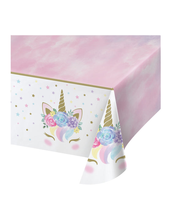 Nappe en plastique licorne féerique 137 x 259 cm
