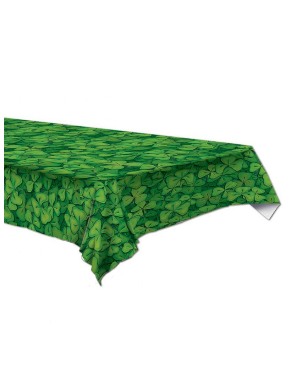 Nappe en plastique verte avec trèfles 137 x 274 cm